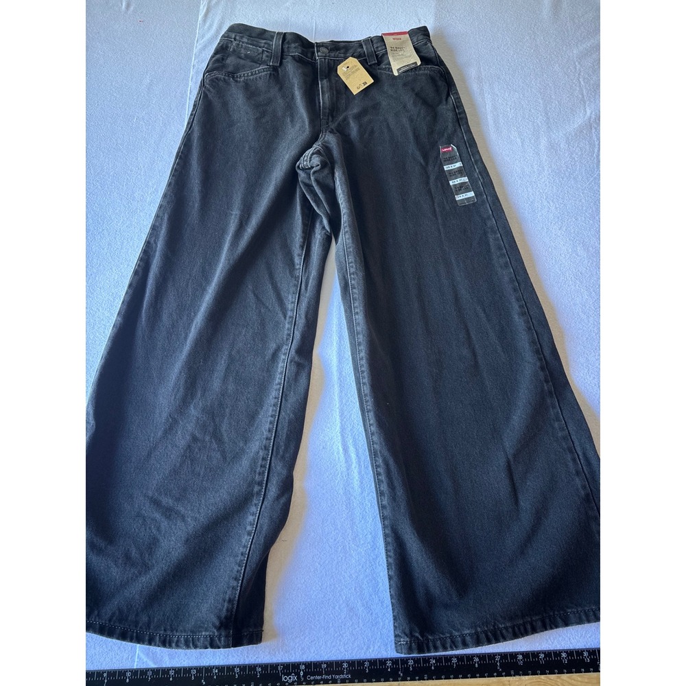 Levis 94 Baggy Wide Leg Jeans Womens 29x31 Faded Black Mid Rise Denim Pants